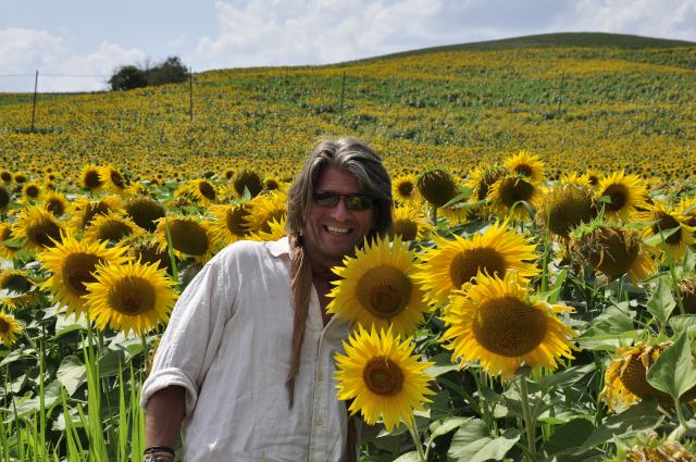 Sunflowers as big as Gary's head!